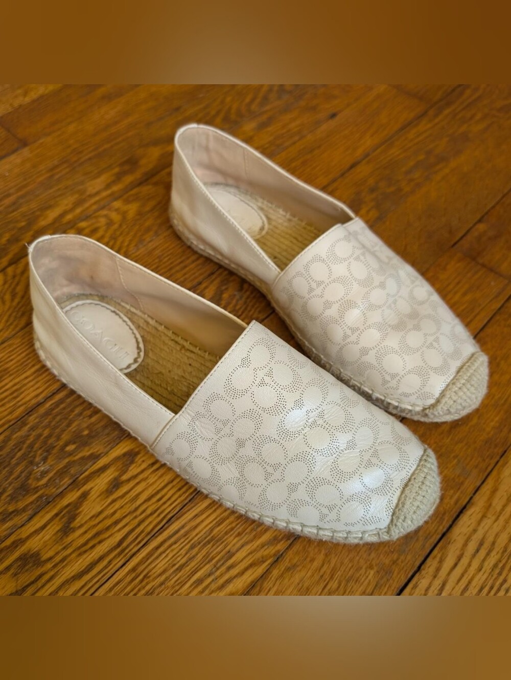 Coach Carley Leather Espadrille Women's Chalk B C6763 CHK Shoes